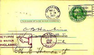 United States, Washington, Government Postal Card, Auxiliary Markings