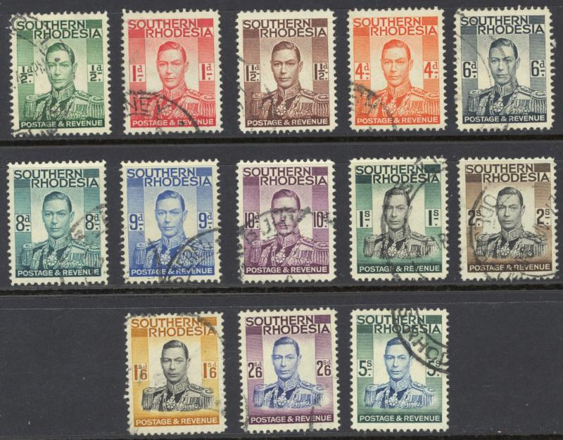 Southern Rhodesia Sc# 42-54 Used (a) 1937 KGV Definitives 