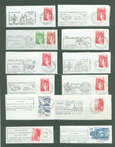 France  1981-1982 Fancy Cancels Cycling-horse-cars-castle-Table tennis