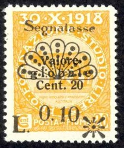 Fiume Sc# J19 MH 1921 10c on 20c Overprints