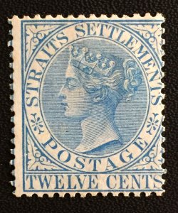 MALAYA Straits Settlements 1867 QV 12c CC MH SG#15 M3170a