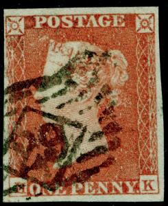 SG8, 1d red-brown, FINE USED. 4 MARGINS.