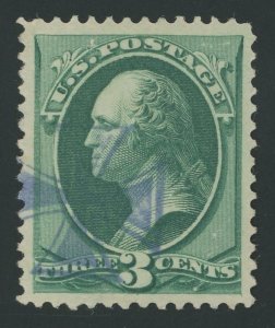 USA 184 - 3 cent Soft Porous - VF/XF Used with Blue Maltese Cross Fancy Cancel