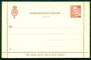 DENMARK 25 on 20ore #93 Letter card (55) unused VF