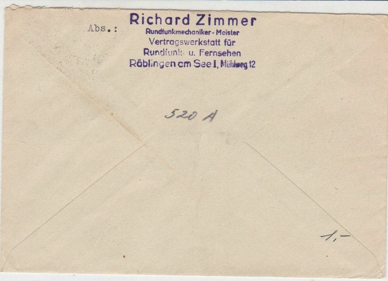 German DDR 1956 Roblingen am See Cancel Ernst Thalmann Stamp Cover Ref 30141