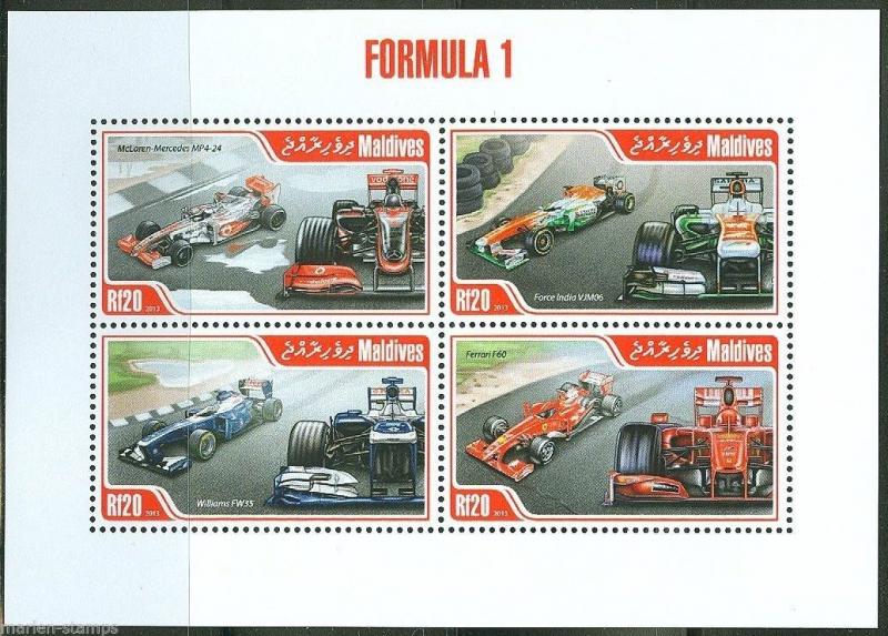 MALDIVES 2013 FORMULA 1 SHEET MINT NH