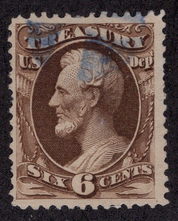 US #O110     6 CENTS BLUE CANCEL     MINOR FAULT    ~0170