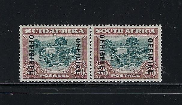 SOUTH AFRICA SCOTT #O20 1930-47 OFFICIA 2/6)- PAIR- MINT LIGHT HINGED