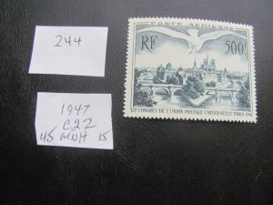 FRANCE 1947 MNH SC C22 AIRMAIL  XF  $45 (244)