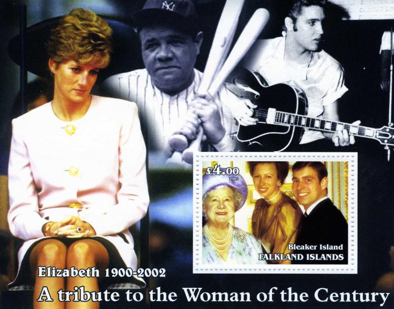Bleaker Islands Queen Elizabeth-Princess Diana s/s Perf.mnh