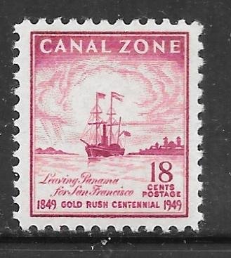 Canal Zone 145: 18c Departure for San Francisco, MNH, F-VF
