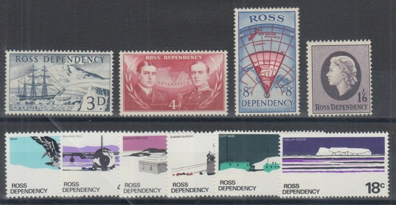 Ross Dependency Sc L1/L14 MNH/MLH. 1957 (LH) & 1972 (NH) issues, 2 cplt sets, 