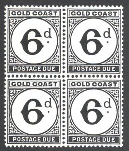 Gold Coast Sc# J7 MNH block/4 1951-1952 6p Postage Due