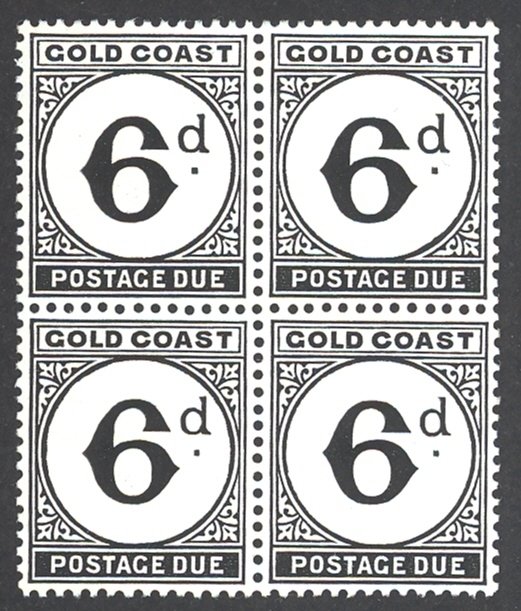 Gold Coast Sc# J7 MNH block/4 1951-1952 6p Postage Due