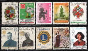 Colombia ~ 10 Different Stamps - Used, MX
