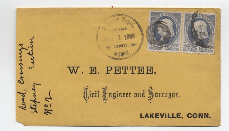 1886 Stepney Depot CT county name marking 1ct banknote pair cover [6205.54]