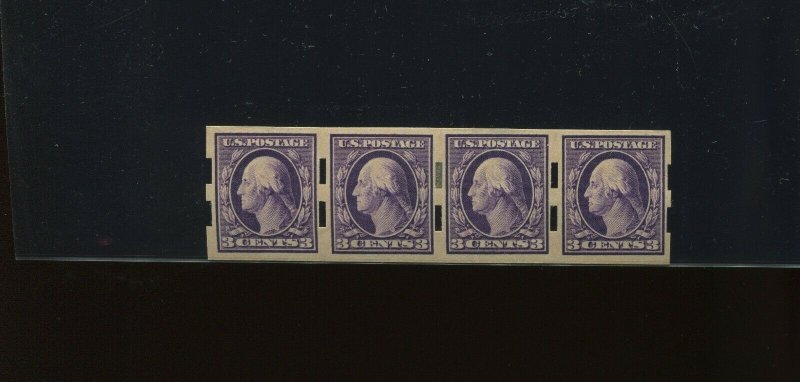 Scott 345 Washington Schermack Type 3 Strip of 4 Stamps w/3mm Spacing *RARE VAR*