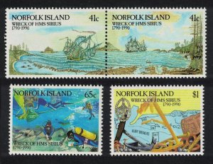 Norfolk Diving Wreck of HMS 'Sirius' 4v 1990 MNH SC#471-474 SG#479-482