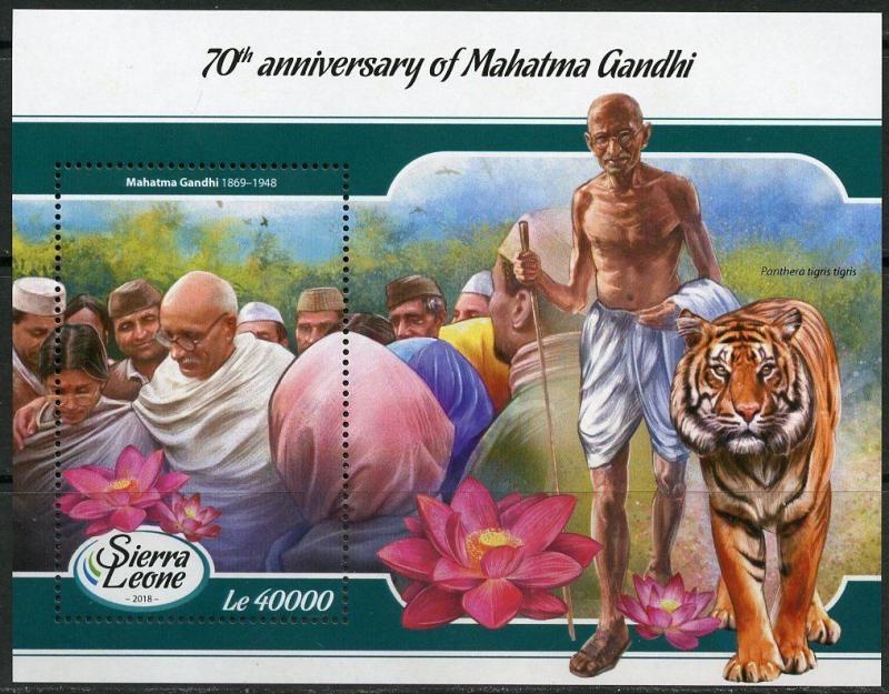 SIERRA LEONE  2018 70th MEMORIAL ANNIVERSARY MAHATMA GANDHI  S/S MINT NH