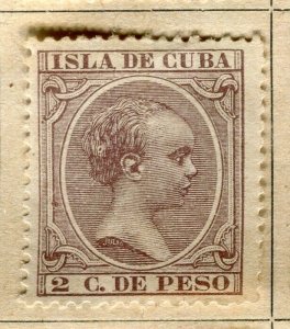 SPANISH COLONIES CARIBBEAN; 1890s classic Baby King Mint hinged 2c. value