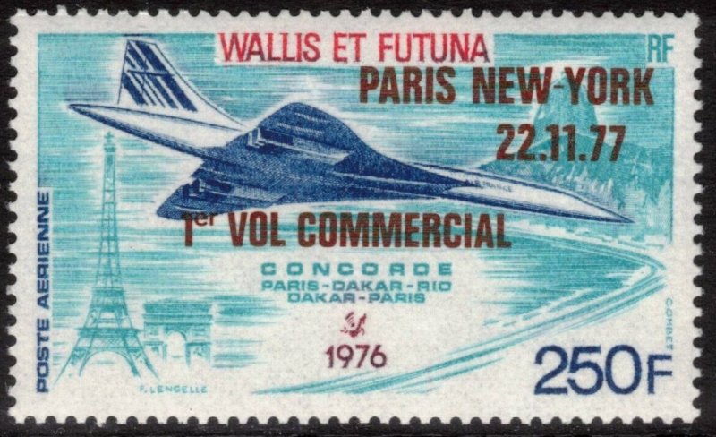WALLIS & FUTUNA 1977 Paris-New York Concorde Flight Overprint; Scott C73; MNH