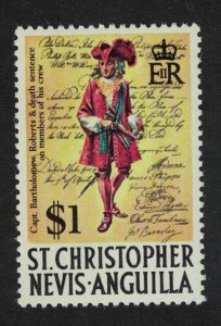 St. Kitts-Nevis Pirates Capt. Bartholomew Roberts $ 1970 MNH SG#219