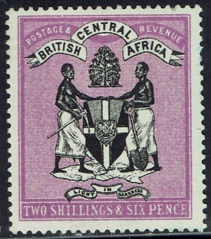 BRITISH CENTRAL AFRICA 1895 ARMS 2/6 NO WATERMARK 