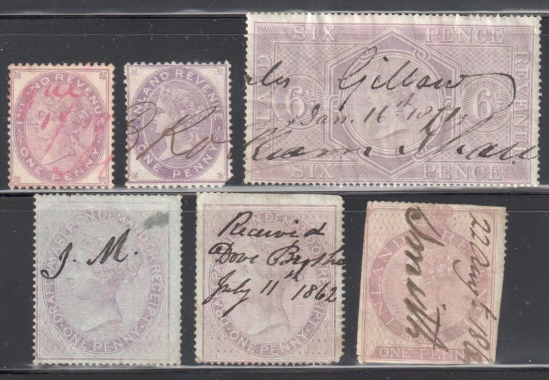 Great Brittain Inland Revenue Collection - 6 Stamps-- C$600,00