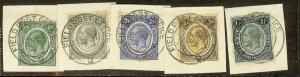 NYASALAND (P2306B) KGV 5 PIECES  SON FIELD POST OFFICE CANCELS SUPERB VFU