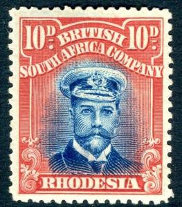 RHODESIA-1919 10d Blue & Red Sg 270 LIGHTLY MOUNTED MINT V18583