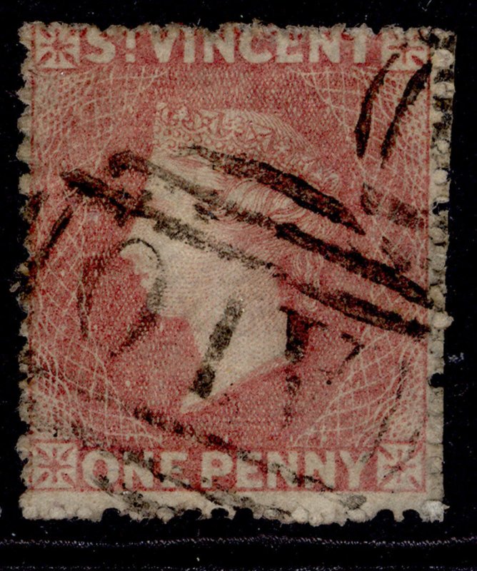 ST. VINCENT QV SG1, 1d rose-red, FINE USED. Cat £20.