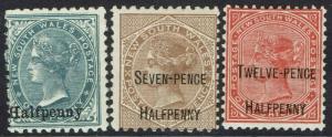 NEW SOUTH WALES 1891 QV SURCHARGE SET 