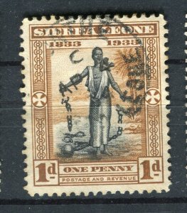 SIERRA LEONE; 1933 early GV Anniversary issue used Shade of 1d. value