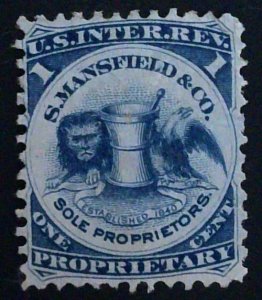 Scott #RS174c - 1c Blue - Pink Paper - Thin - S.Mansfield & Co.