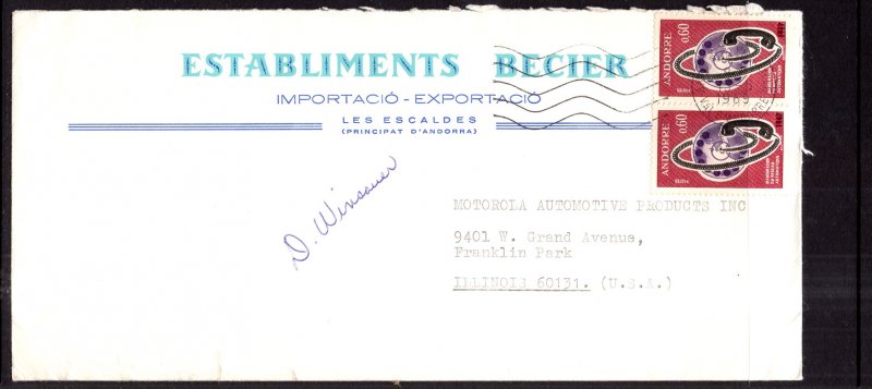 Andorra French to Franklin Park,IL 1969 Cover