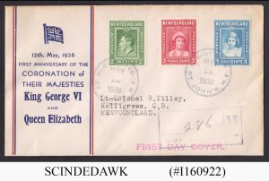 NEWFOUNDLAND - 1938 KING GEORGE VI KGVI CORONATION 12th MAY COVER REGISTERED