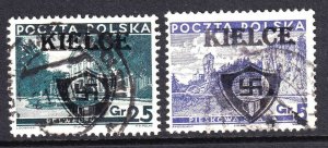 POLAND WW2 KIELCE OVERPRINTS  CDS F/VF SOUND x2 #1