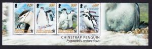 South Georgia WWF Chinstrap Penguin Bottom Strip of 4v English and Latin Name