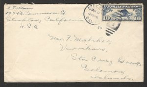 UNITED STATES TO SOLOMON ISLANDS - COVER WITH STAMP 10c , LINDBERGH AIRMAIL-1929