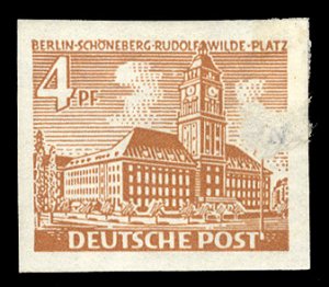 Germany - Berlin #9N43 (Mi. 43U) Cat€1,200, 4pf red brown, imperforate sing...