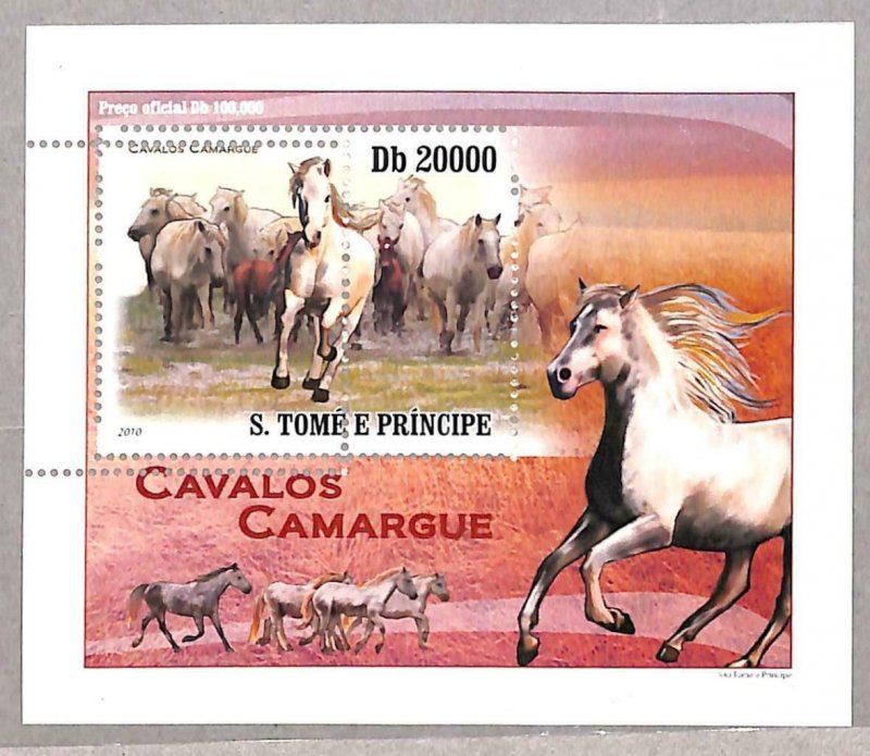 A3244 - SAO TOME & PRINCIPE, ERROR MISSPERF Souvenir sheet: 2010 Camargue Horses