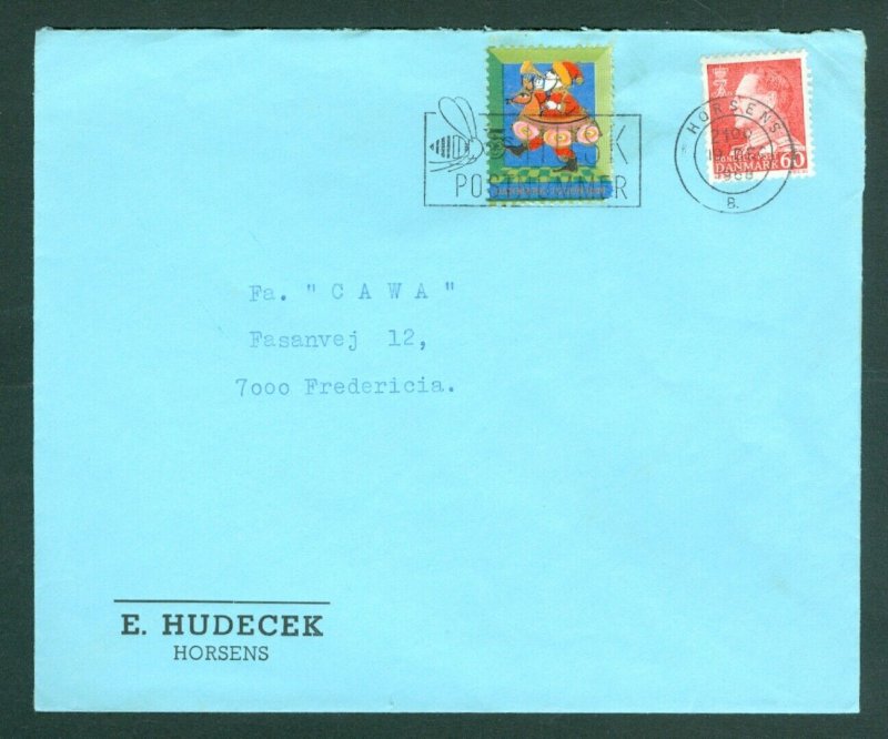 Denmark. Cover 1968 Commercial. With Christmas Seal + Sc# 439. Adr: Fredericia.