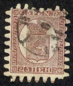 Finland Sc# 6 Used 1873 5p purple brown, lilac Coat of Arms