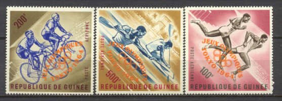 Guinea C58-60 MNH Olympic-64 SCV11.90/orange ovpt