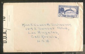 1940s New Zealand Airmail Cover To Los Angeles Ca USA