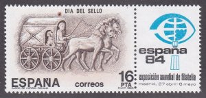 Spain # 2344, Stamp Day - Horses & Wagon, Mint NH