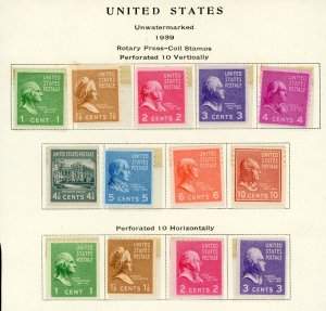 US SC # 839-51 PRESS COIL STAMP SINGLES SCV $33.90 ALL MINT MOSTLY NEVER HINGED