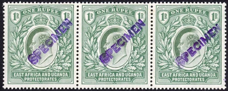 KUT SG26s KEVII 1R Wmk Mult Crown opt Specimen (locally) U/M STRIP GREAT COLOUR