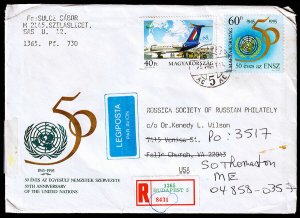 Hungary to USA Cover (1996) w/ Scott 3507, 3511, 3469, 3500, 3511, 3423, 3518 W