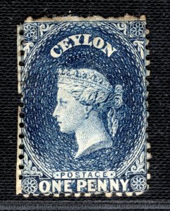 CEYLON QV Stamp SG.49 1d Deep Blue (1863) Mint MM Part OG Cat £180- GBLUE143